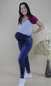 PANTALÓN JEAN MATERNIDAD CON BORDADO