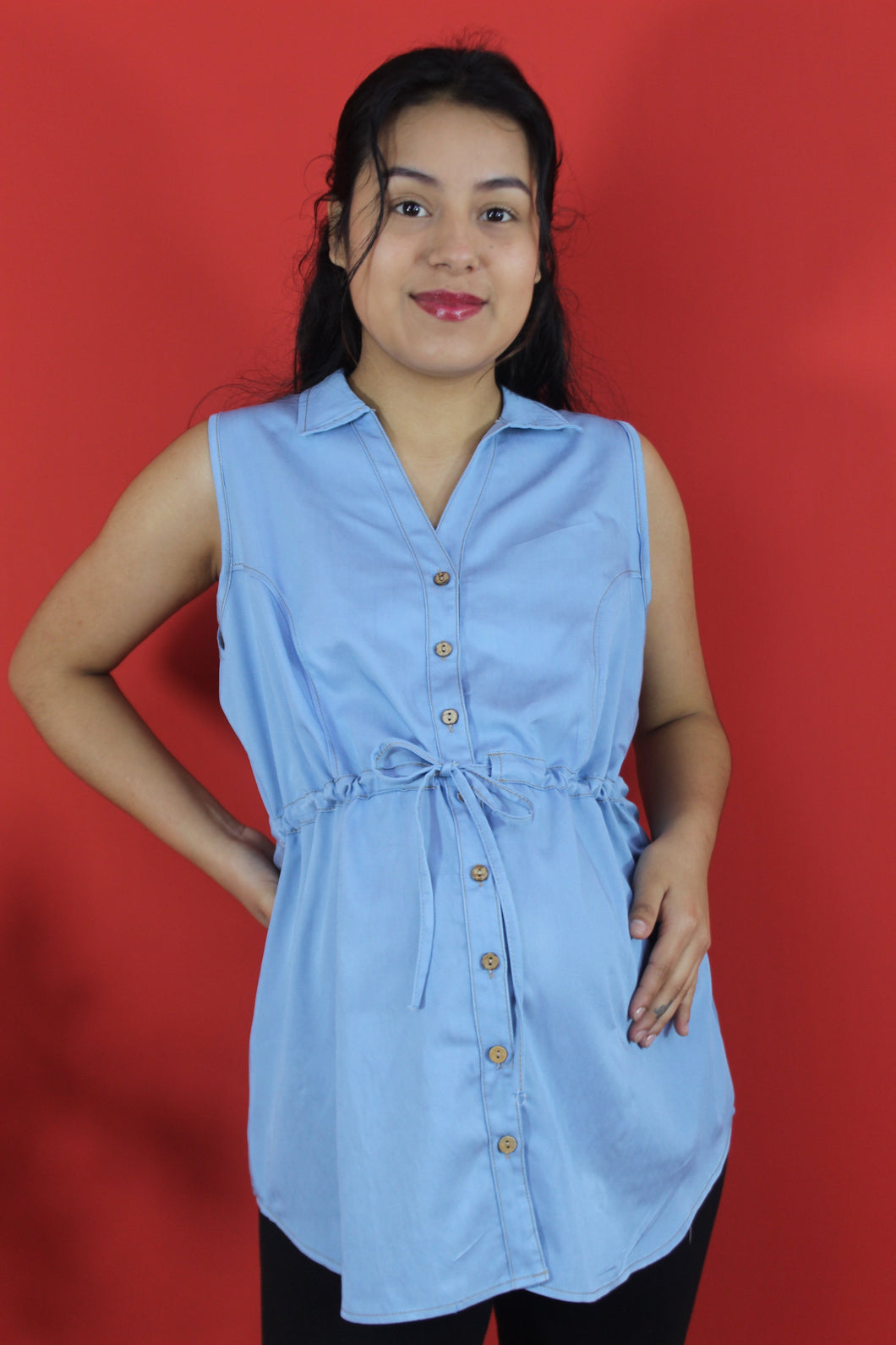 BLUSA MANGA CERO CUELLO CAMISERO